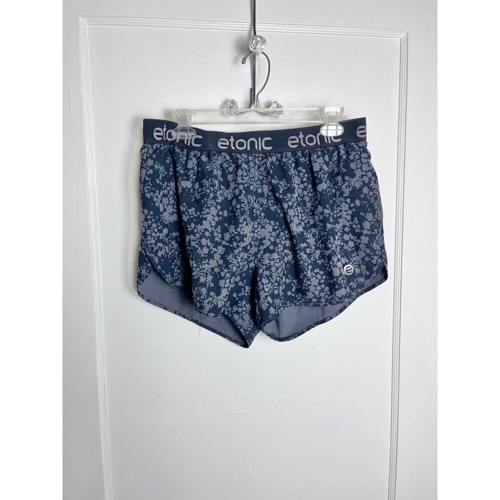 Etonic Women's Gray Black Digital Camo Athletic Athleisure Lined Shorts Large